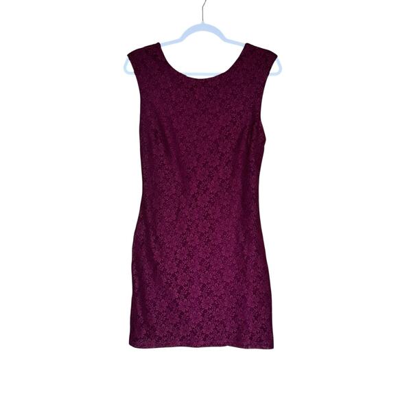 Y2K Forever 21 Sz L Burgundy Dark Romantic Grunge Lace Overlay Mini Party Dress - Picture 1 of 5